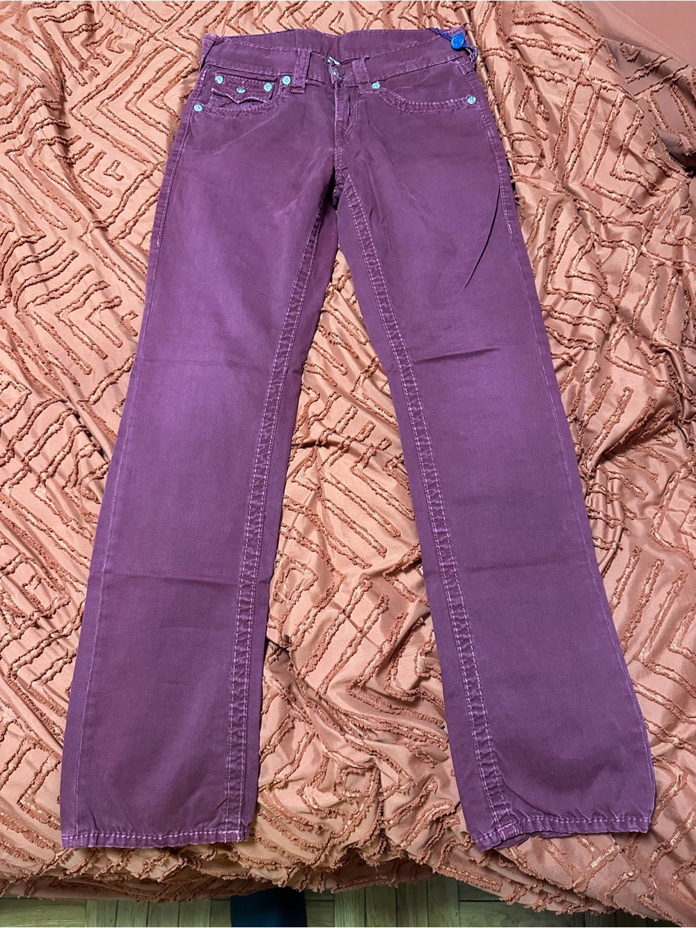 True Religion Men's Relaxed Jeans in Deep Magenta